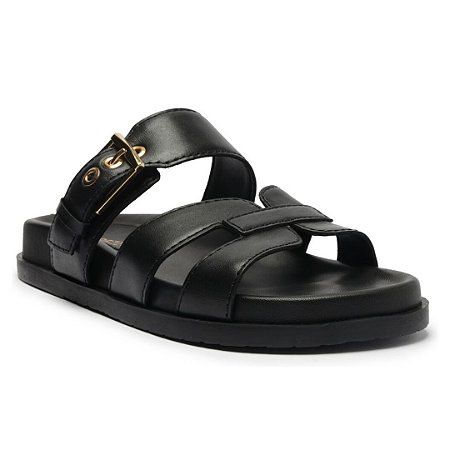 Arezzo Papete Preta Couro Fivela