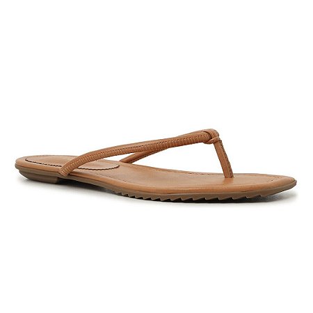 Arezzo Chinelo de Dedo Marrom Couro Geométrico