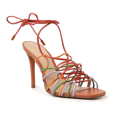 Arezzo Sandália Colorida Mica Salto Alto Fino