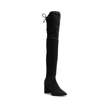 Arezzo Bota Over The Knee Preta Suede Bloco