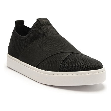Arezzo Tênis Slip On Preto Tecido Elásticos