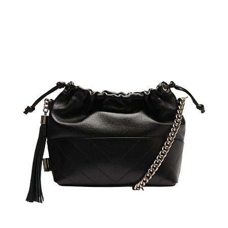 Schutz Bolsa Media Couro Preta