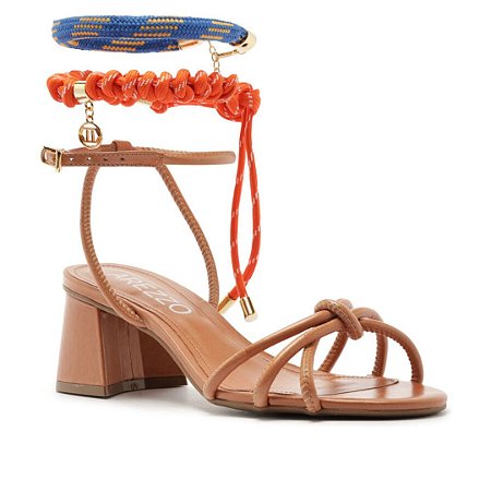 Arezzo Sandália Marrom Salto Bloco Custom Anklet