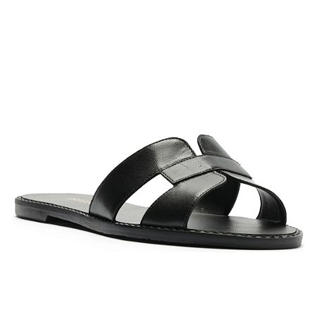 Arezzo Rasteira Couro Essenciais Preta