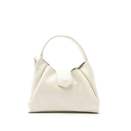 Arezzo Bolsa Hobo Branca Couro Média Lapela