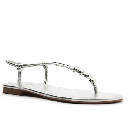 Arezzo Sandália Rasteira Prata Slim Esferas