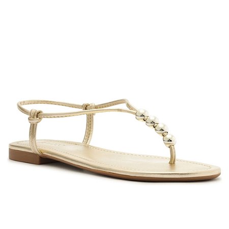 Arezzo Sandália Rasteira Dourada Slim Light Citrus