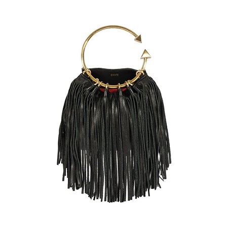 Schutz Bolsa Virgo Fringes Couro Preta