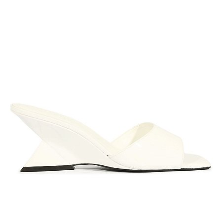 Schutz Sandalia Salto Medio Arquitetonico Branco