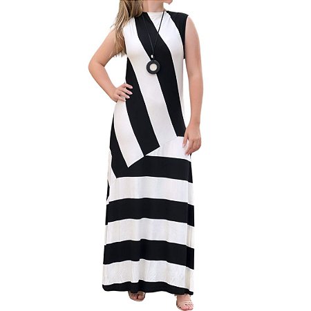 Shoulder Vestido Malha Listra