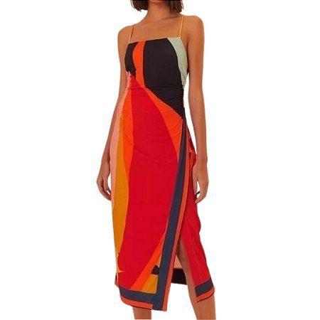 Farm Vestido Midi Costela