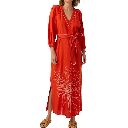 Shoulder Vestido Amplo Bordado
