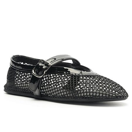 Arezzo Sapatilha Boneca Preta Tela Fivela
