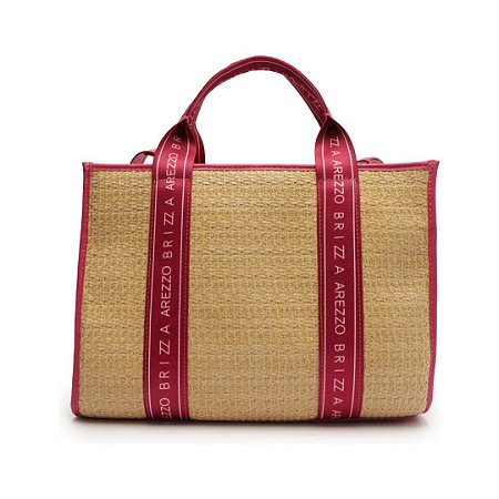 Arezzo Bolsa Tote Rosa Palha Lulu Grande Brizza