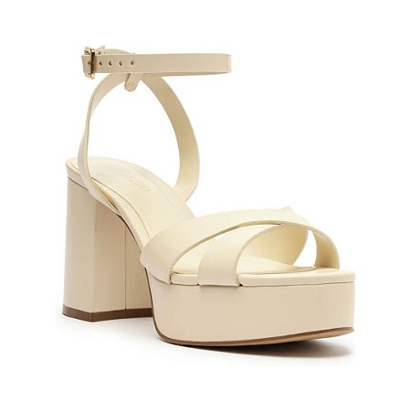 Arezzo Sandália Off-White Salto Meia Pata Bloco