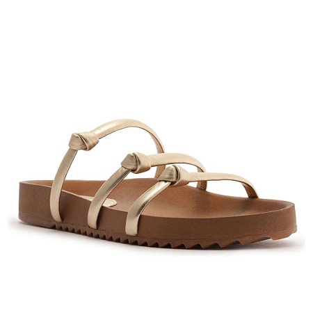 Arezzo Papete Dourada Flatform Tiras Nó