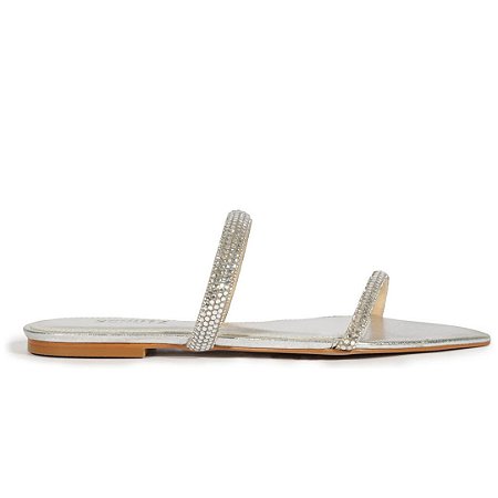 Schutz Rasteira Couro Prata