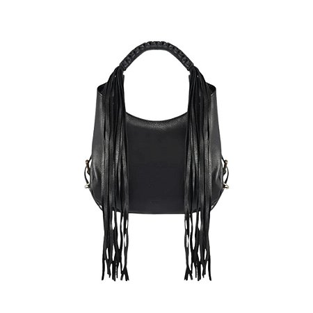 Schutz Bolsa Hobo Média Couro Preto