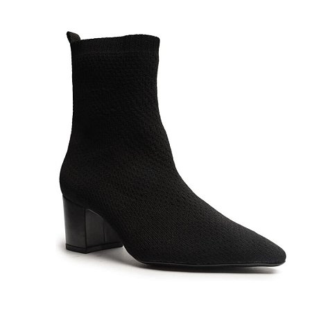 Arezzo Bota Preta Knit Cano Medio Easy
