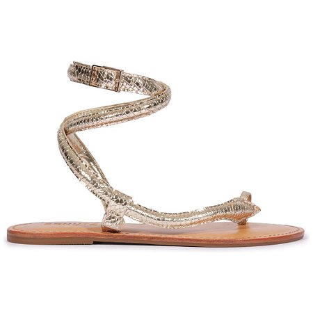 Schutz Sandália Rasteira Courtney Couro Dourada