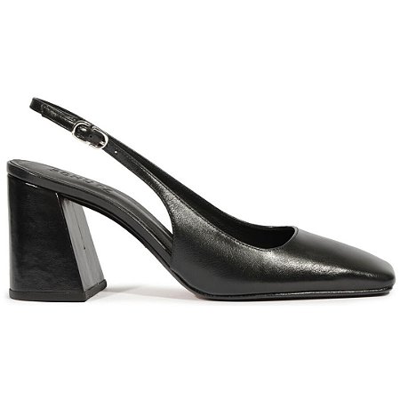 Schutz Scarpin Salto Medio Couro Preto