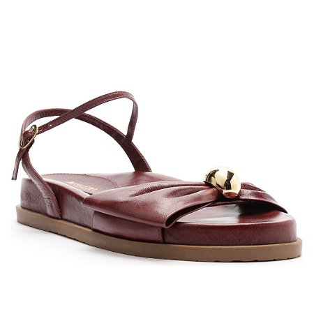 Arezzo Papete Couro Vinho Laço Metal