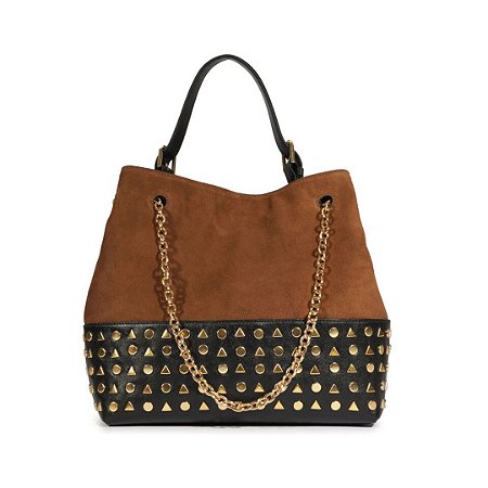 Schutz Bolsa Hobo Yana Couro Camurça Marrom