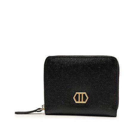 Arezzo Carteira Preta Couro Pequena Heritage