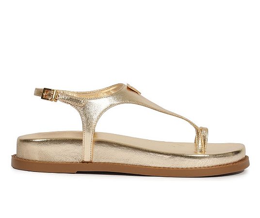 Schutz Sandália Papete Couro Dourada