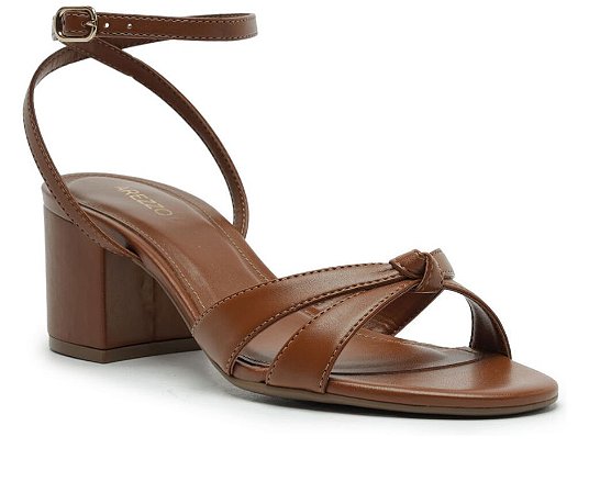 Arezzo Sandalia Salto Medio Marrom