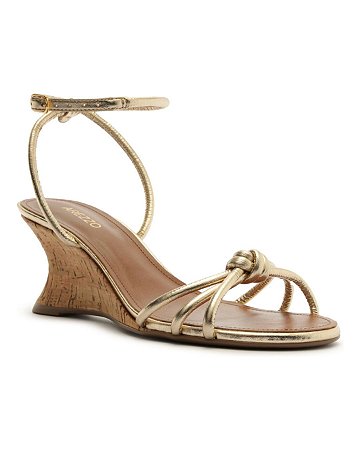 Arezzo Sandalia Salto Médio Dourado