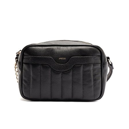 Arezzo Bolsa Tiracolo Preta Couro Francine Pequena