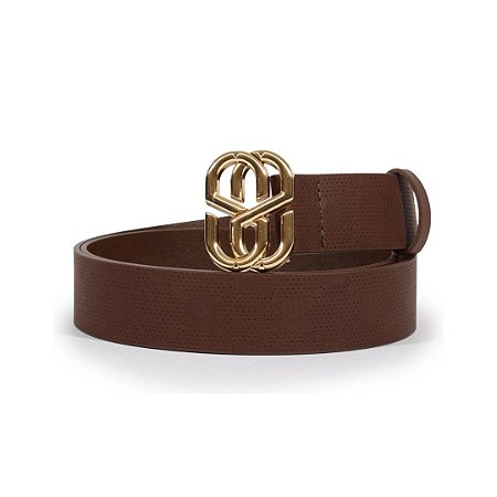 Schutz Cinto Emblem Monograma Couro Marrom