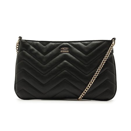 Arezzo Bolsa Tiracolo Preta Matelassê Pequena Corrente