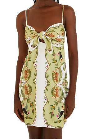Farm Vestido Curto Lenço Estampado Floresta Doce 345547