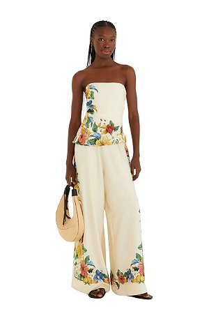 Farm Macacão Sem Alças Estampado Tropicalzinho Lenço 347881