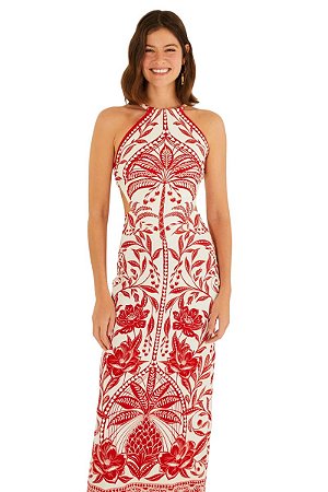 Farm Vestido Midi Estampado Coqueiro De Flor 351511