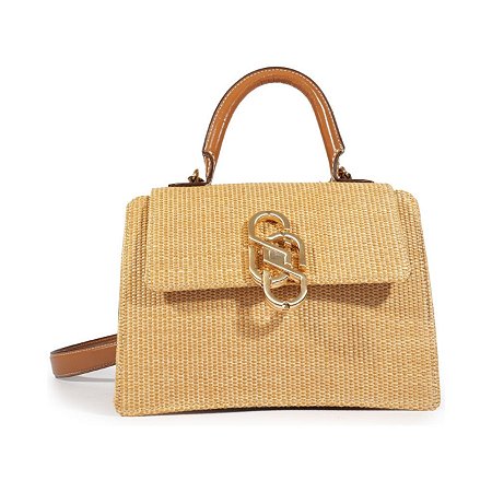 Schutz Bolsa Satchel Soul Ráfia Natural Marrom