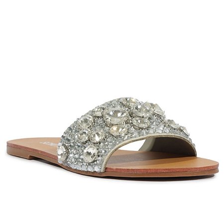 Schutz Rasteira Pedrarias Prata