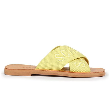 Schutz Sandália Rasteira X  Logo Amarela