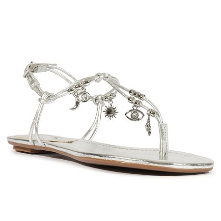 Schutz Sandália Rasteira Tira Metalizada Prata