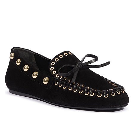 Schutz Mocassim Aplicacoes Couro Nobuck Preto