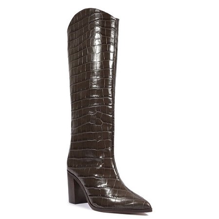 Schutz Bota Maryana Salto Bloco Couro Marrom