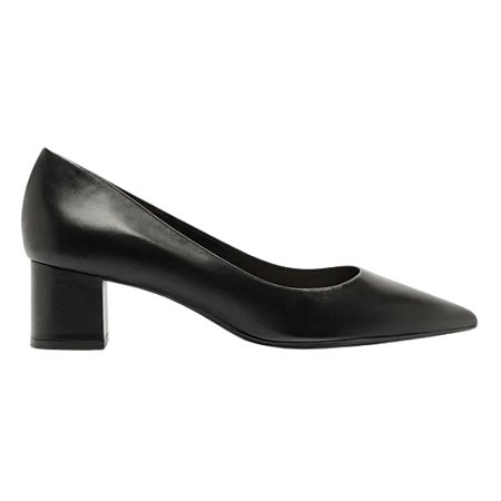 Arezzo Scarpin Preto Couro Salto Baixo Bloco City