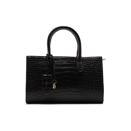 Arezzo Bolsa Media Croco Sintetico Preto