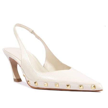 Schutz Slingback Lexi Studs Couro Branco