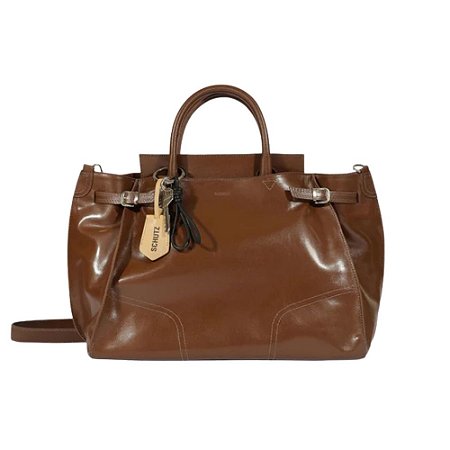 Schutz Bolsa Tote Grande Heaven Couro Marrom