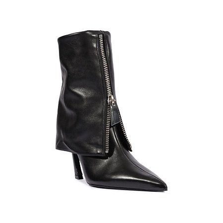 Schutz Bota Ziper Couro Salto Alto Preta