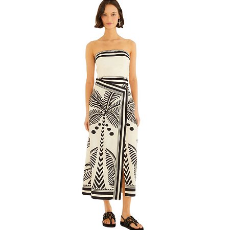 Farm Vestido Cropped Estampado Listra Tropical