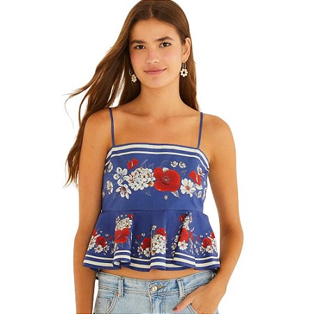 Farm Blusa Estampada Vera Lenço